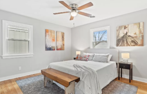 A room with two side lamps