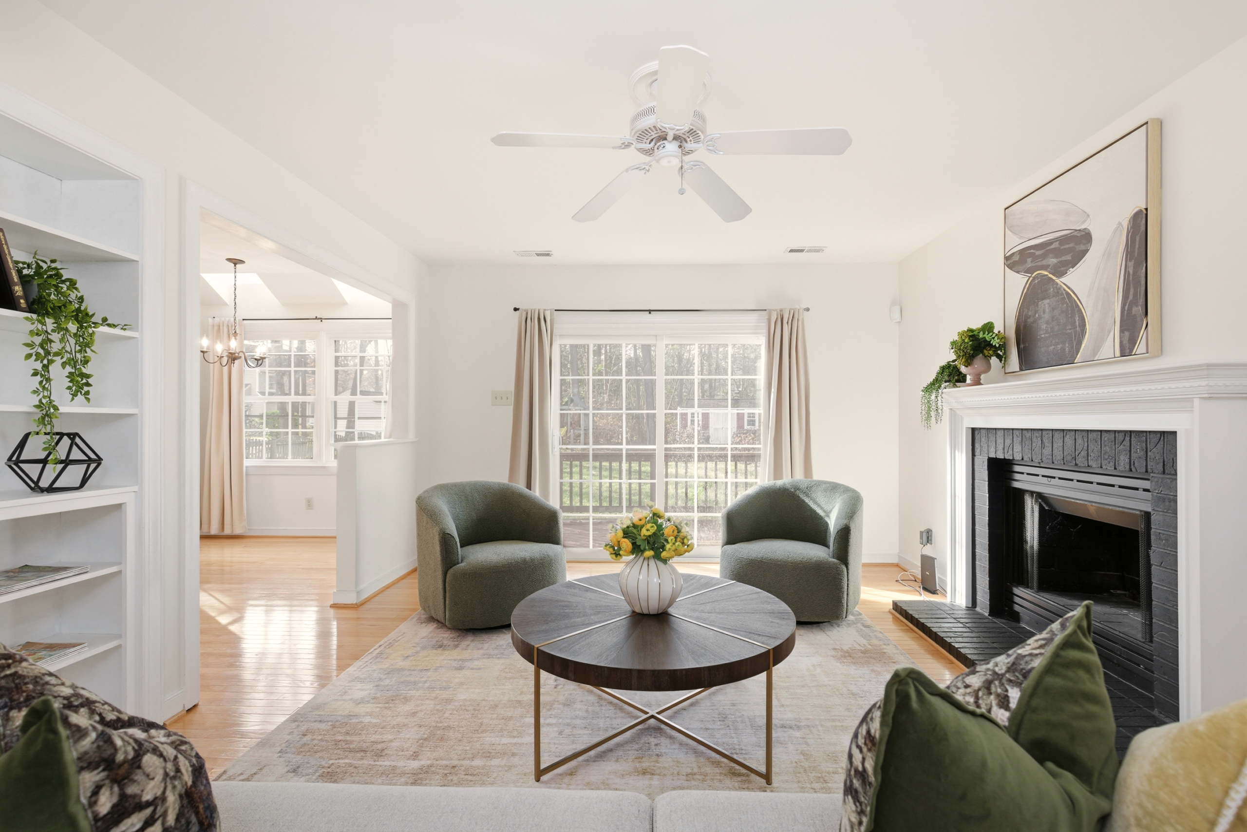 Professionally staged living room on Burning Oak Ct in Glen Allen, Virginia